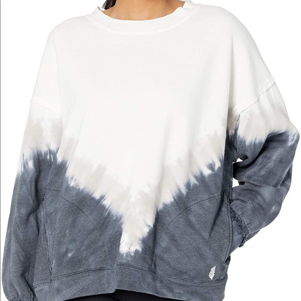 Fp Movement Blue and White Tie-Dye Sweater (M)